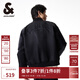 杰克·瓊斯（JACK&JONES）25年男裝秋季外套男士棒球領(lǐng)寬松休閑重磅刺繡夾克外套飛行員夾克 黑色E41 M (175)