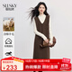 熙世界（sllsky）春秋新款顯瘦遮肚子短袖連衣裙通勤淑女風(fēng)格常規 咖色 2XL