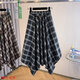 大碼女裝微胖遮肉高級感半身裙女2025秋季新款不規則格紋傘裙a字 黑格紋 均碼 建議80-155斤