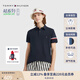 TOMMY HILFIGER【輕柔感】25夏季男高級撞色短袖/【輕奢感】鑲邊翻領(lǐng)商務(wù)T恤POLO 【織帶袖邊】藏青色DW5 L （推薦：150-165斤）