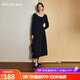 Olrain歐芮兒2025新款女裝秋季法式修身氣質(zhì)顯瘦針織黑色長(cháng)袖連衣裙 黑色 M