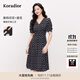 珂萊蒂爾2025夏季新款復古波點連衣裙女V領(lǐng)短袖經(jīng)典裙子 黑色 L