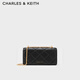 CHARLES&KEITH質(zhì)感菱格鏈條小方錢(qián)包女包包女包生日禮物CK6-10680924 Black黑（新2.0） XS