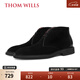 THOM WILLS沙漠靴男低幫英倫復古真皮反絨馬丁靴翻毛皮系帶短靴 黑色E795-1 43 /8.5碼