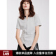 ELLE法式條紋設(shè)計感休閑T恤女2025春季新款小眾通勤別致V領(lǐng)短袖 黑白 L