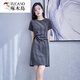 啄木鳥(niǎo)冰絲休閑連衣裙女夏季新款時(shí)尚氣質(zhì)減齡小眾修身顯瘦小個(gè)子裙 深灰色 L 【建議105-115斤內】