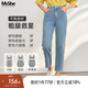 MsShe大碼女裝微胖秋季牛仔褲女胖mm妹妹顯瘦加肥加大彈力直筒褲子 長(zhǎng)褲-洗水藍(lán)色現(xiàn)貨 XL
