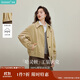 茵曼純棉復古收褶短款外套2025秋女裝新款落肩寬松上衣 淺卡其 M