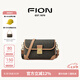 菲安妮（FION）經(jīng)典老花鎖扣小方包女包2025法棍包單肩斜挎包七夕情人節(jié)禮物 啡/駝