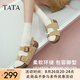 他她（TATA）勃肯鞋女棕色2025夏季新款厚底沙灘涼鞋女運(yùn)動(dòng)涼鞋 杏色（涼鞋款） 36