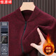 恒源祥羊毛針織開(kāi)衫男秋冬季爸爸裝毛衣加厚休閑針織外套上衣潮 紅色XL