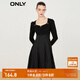 ONLY時(shí)尚肌理感拼接V領(lǐng)中長(zhǎng)款連衣裙女|123107045 H1Z 黑色BLACK M (165) 84A