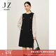 玖姿·安娜蔻甜美風(fēng)復古氛圍感圓領(lǐng)長(cháng)袖毛衫連衣裙女冬款 素黑 2XL