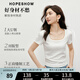 紅袖優(yōu)可絲正肩短袖T恤夏季新款女裝基礎百搭U領(lǐng)修身顯瘦休閑上衣 本白001 M
