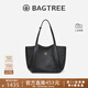 BAGTREE李思思同款包包樹(shù)晚楓包輕奢植鞣皮大容量托特包通勤單肩電腦女包 黑色-中號 可裝14寸電腦 高級小眾