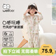 威爾貝魯（WELLBER）兒童睡衣家居服男女童竹棉紗布家居套裝25春夏花園小兔七分袖90