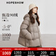 紅袖蓬松保暖羽絨服冬季2024新款女裝落肩雙拉鏈立領(lǐng)連帽面包短外套 拉格比褐033 M