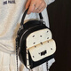 TRENDY韓版簡(jiǎn)約百搭可愛(ài)通勤小背包女新款高級感時(shí)尚鏈條雙肩包 白色