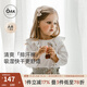 OAK FAMILY兒童長袖套裝女孩春季小童圓領(lǐng)荷葉邊純棉t恤+背帶短褲 荷葉領(lǐng)上衣 90 cm