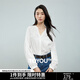 初語襯衫女2025秋季新款V領(lǐng)純棉繡花米白色法式優(yōu)雅襯衣上衣 米白色 M