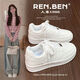人本（RENBEN）經(jīng)典百搭chic鞋子女鞋同款小眾厚底休閑小白鞋簡(jiǎn)約超軟舒適板鞋