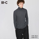 優(yōu)衣庫男裝HEATTECH混紡兩翻領(lǐng)T恤9分袖保暖衣內衣481442 07 青灰色 L /175/100