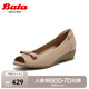 Bata淺口單鞋2025春季商場新款百搭羊皮軟底魚嘴通勤單鞋ACG32AU5 杏色 38