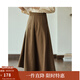 茵曼（INMAN）羊毛呢半身裙2025春秋女裝新款小個(gè)子百褶A字裙子 咖啡色 S
