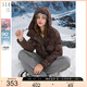 三彩三彩2024冬季新款防風(fēng)連帽白鵝絨面包服短款寬松羽絨服外套女保暖
