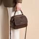 紅蜻蜓復古磨砂牛皮2025款氣質(zhì)百搭牛皮女包小圓包手提包單肩斜挎包 咖啡色