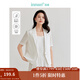 茵曼（INMAN）【商場(chǎng)同款】萊賽爾亞麻小西裝2025夏女裝新款短袖短外套上衣 珍珠白 S