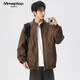 MMOPTOP老錢(qián)風(fēng)絨感皮革紋夾克秋冬季男痞帥寬松休閑外套MJK12咖啡XL
