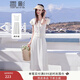 香影初戀清純奶甜套裝女2025夏季新款流蘇小飛袖上衣半身裙兩件套 米色 S