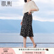 香影黑色雪紡碎花半身裙女2025夏裝新款絕美垂墜感遮胯高腰a字裙 黑花 S 155/80A/85-95斤