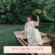七月夕原創(chuàng  )漢服  曉夏 清涼透氣漢元素唐褙子國風(fēng)繡花改良上衣女 春庭曉光  褶裙 現貨 S