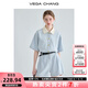VEGA CHANG工裝連體短褲女夏2025新款小個(gè)子顯瘦高級(jí)感連身衣褲 藍(lán)色 M