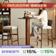 尋木之旅 黑胡桃木吧臺(tái)桌實(shí)木高圓桌家用陽臺(tái)小吧臺(tái)高腳桌 吧臺(tái)桌+1張吧椅