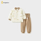 童泰（TONGTAI）寶寶套裝秋冬季純棉夾棉嬰兒衣服兒童內衣睡衣家居服棕色90cm