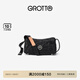 GROTTO個(gè)樂(lè)黑石包小號(hào)迷你號(hào)無(wú)性別主義植鞣綿羊皮單肩斜挎軟包禮物 黑石S水波紋銀標(biāo)