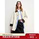 獨束大碼女裝2025新款春季撞色抽繩一手長(cháng)風(fēng)衣復古收腰顯瘦外套女 米灰色 XL (尺碼：3)