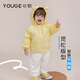 幼歌（YOUGE）嬰幼兒冬季新款純棉復古軟牛仔褲寶寶加絨加厚束腳褲潮 米白 80 cm