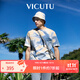 威可多（VICUTU）男士短袖T恤舒適棉時(shí)尚藍(lán)桔色休閑潮流圓領(lǐng)半袖 藍(lán)桔色 XL