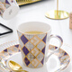 瑞玖輕奢風(fēng)骨瓷杯家用時(shí)尚杯子大號牛奶杯咖啡杯早餐杯個(gè)性水杯易清洗 手工描金大V骨瓷杯400ml