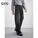 GXG男裝 25秋季新品 寬松直筒復古深色水洗牛仔褲休閑彈力長(cháng)褲子 深灰色 S