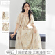對(duì)白高級(jí)感刺繡印花圓領(lǐng)連衣裙女2025夏季新款超好看獨(dú)特漂亮裙子 卡其色 M