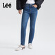 Lee25秋冬新舒適五袋款高腰磨毛中藍女牛仔褲保暖 中藍色 28