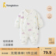童泰新生嬰兒衣服連體衣夾棉秋冬季0-6月初生寶寶純棉加厚哈衣爬服 紫色花朵 59cm (建議1-3個(gè)月身高55-60cm)