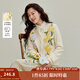 茵曼2025秋冬女裝新款甜美花朵刺繡開衫毛衣清新風圓領寬松針織衫 白杏 L
