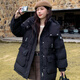 2025新款白鴨絨加肥加大碼羽絨服女200斤胖mm短款派克羽絨服300斤 黑色 2XL 140斤-170斤