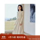 茵曼法式燈芯絨連衣裙秋冬女裝高領(lǐng)長(cháng)袖A擺針織中長(cháng)裙子 悠蘭杏 S 